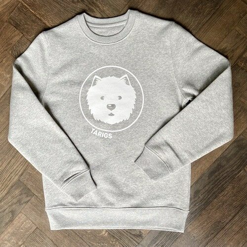 Light gray organic sweatshirt with Westie motif